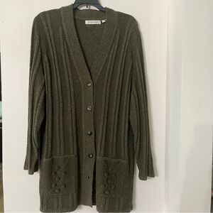 Jacques Vert Women's Cardigan Sweater Deep Green Size 3 Long Sleeve